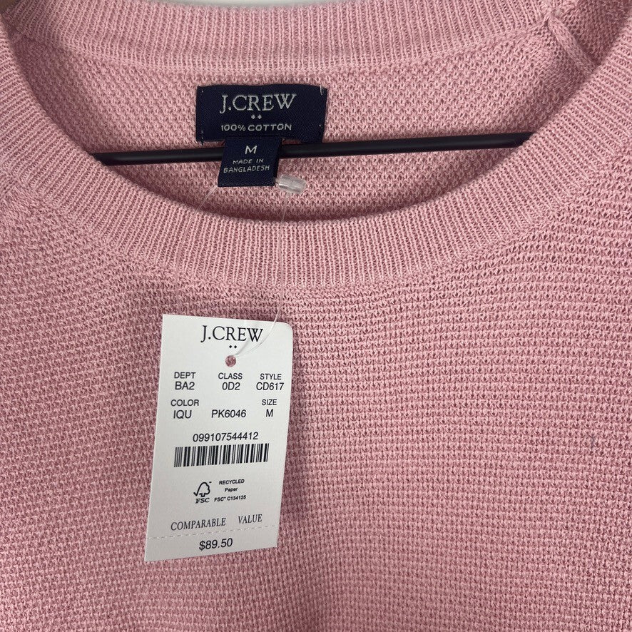 J.Crew 100% Cotton Pink Crewneck Sweater Medium NWT Lightweight Knit New