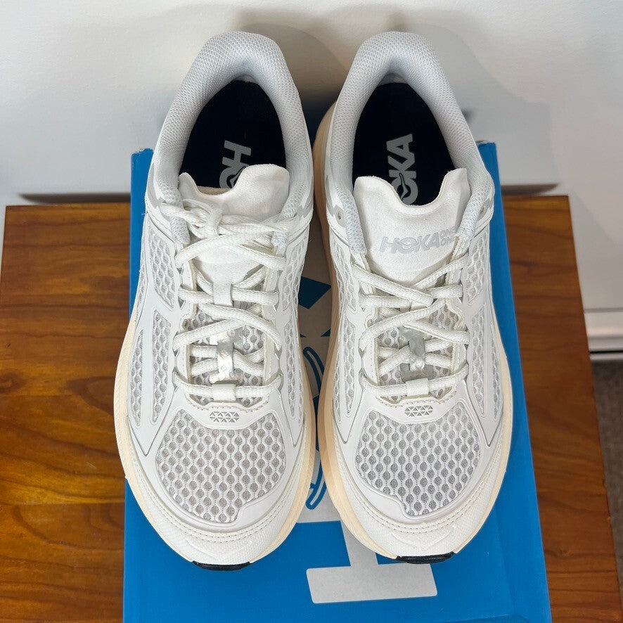 HOKA U Clifton One9 Womens 6.5 White Grey Running Shoes 1155370 FCG NWT