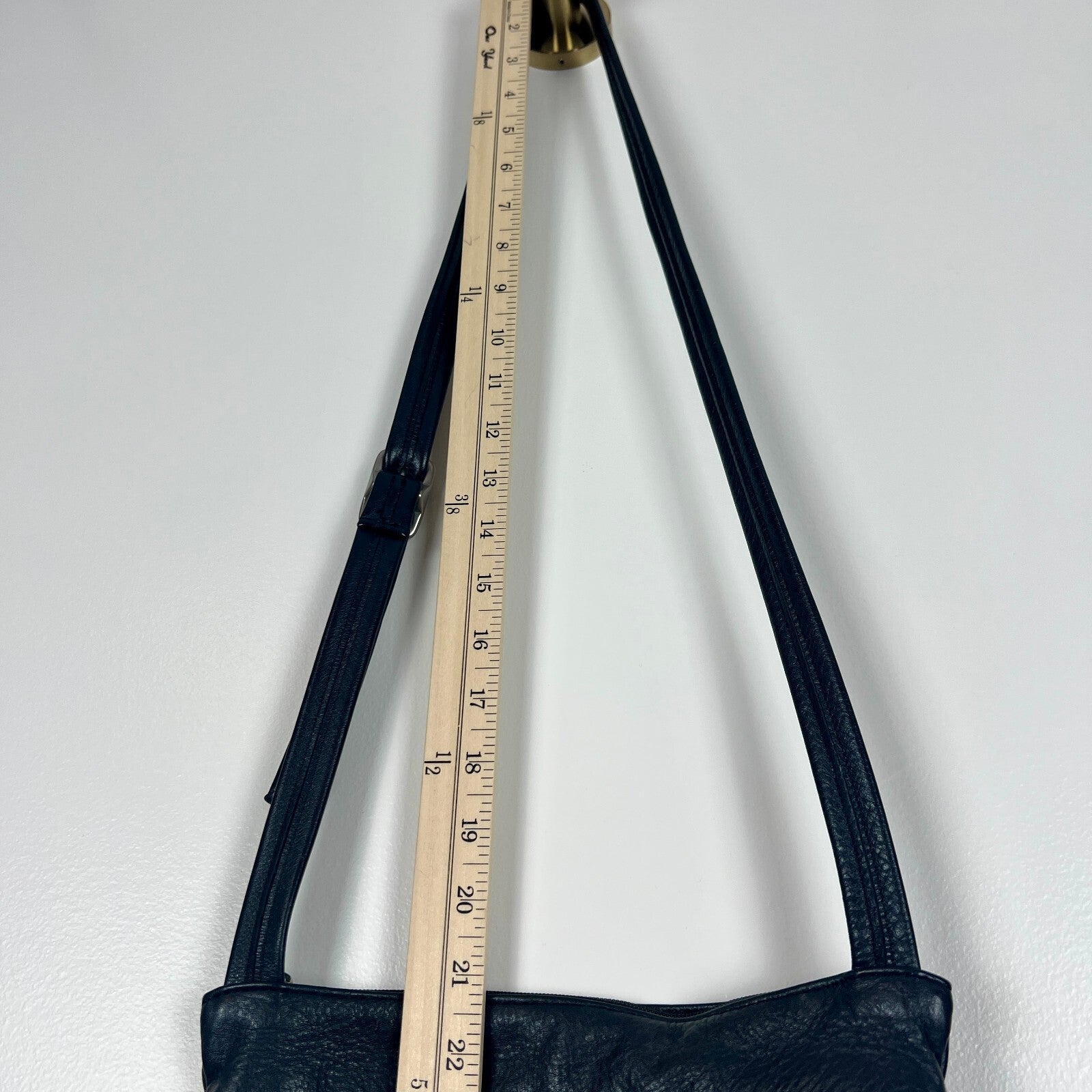 SAS Genuine Leather Black Crossbody Organizer Bag Adjustable Strap USA Made