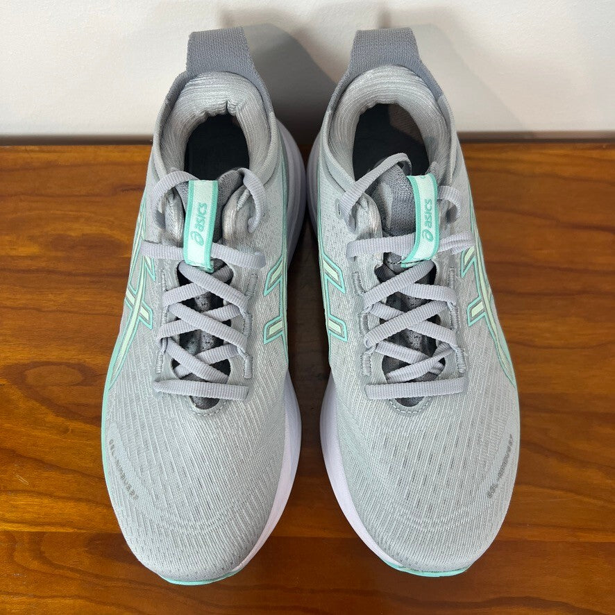 ASICS Gel-Nimbus 27 Wide Womens 5.5 Gray Mint Running Shoes NWOT
