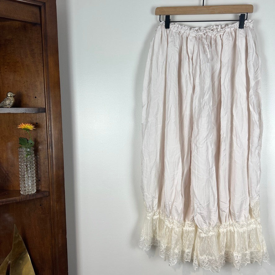 Free People Intimately White Alyssum Lace Trim Maxi Slip Skirt XL NWT
