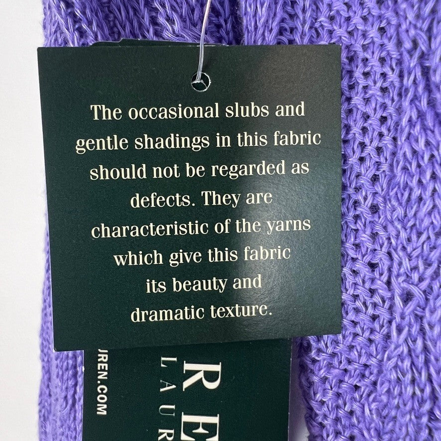 NWT Lauren Ralph Lauren Purple Linen Cable Knit V-Neck Sweater Women's L