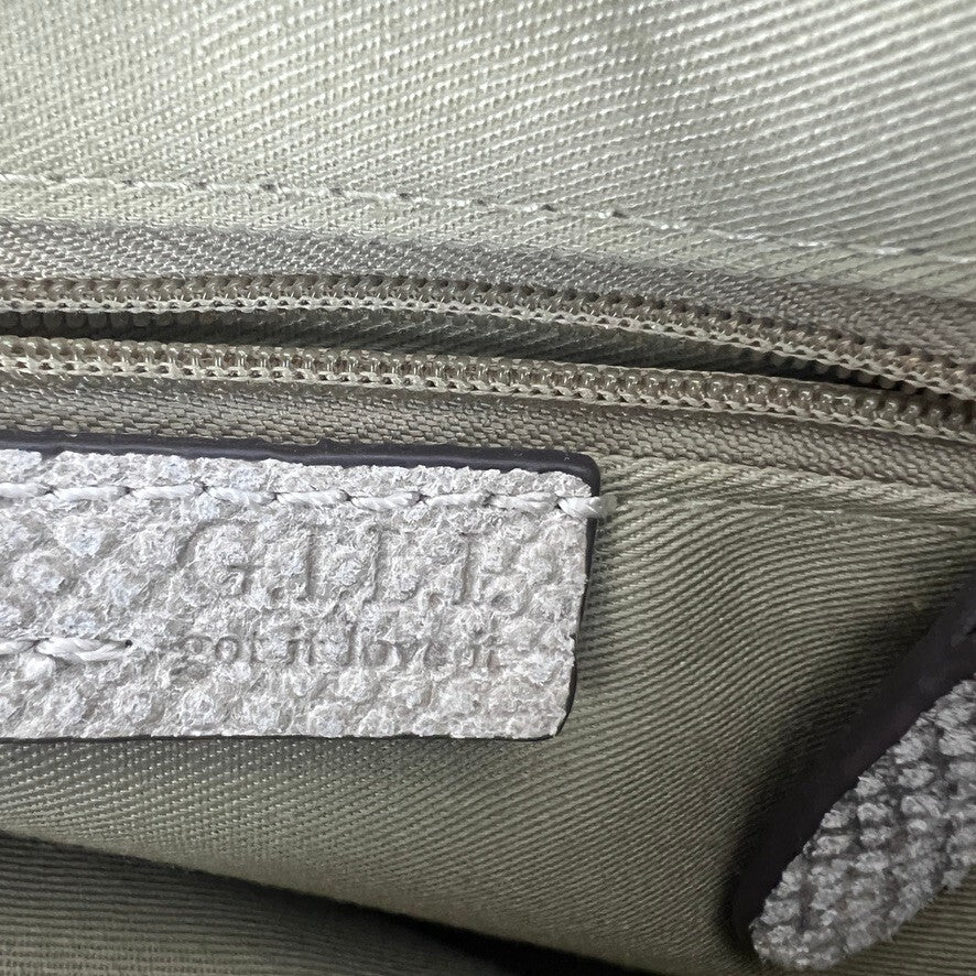 G.I.L.I. Gray Snakeskin Embossed Leather Tassel Zip Clutch Made in Italy