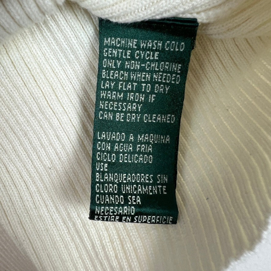 Lauren Ralph Lauren Ribbed Cotton Turtleneck Sweater Ivory Medium Classic