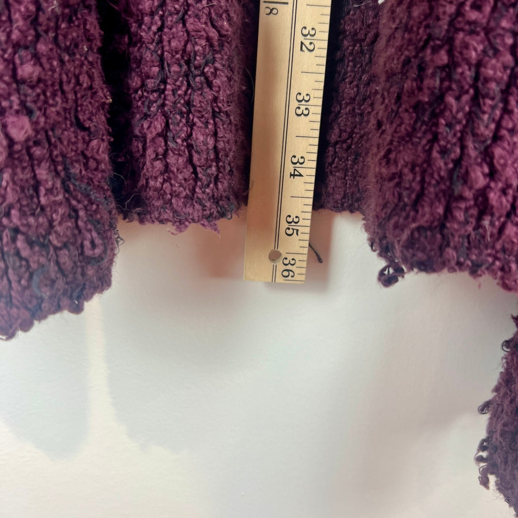 Free People Chunky Knit Long Open Cardigan Sweater Plum Women's Medium Boho