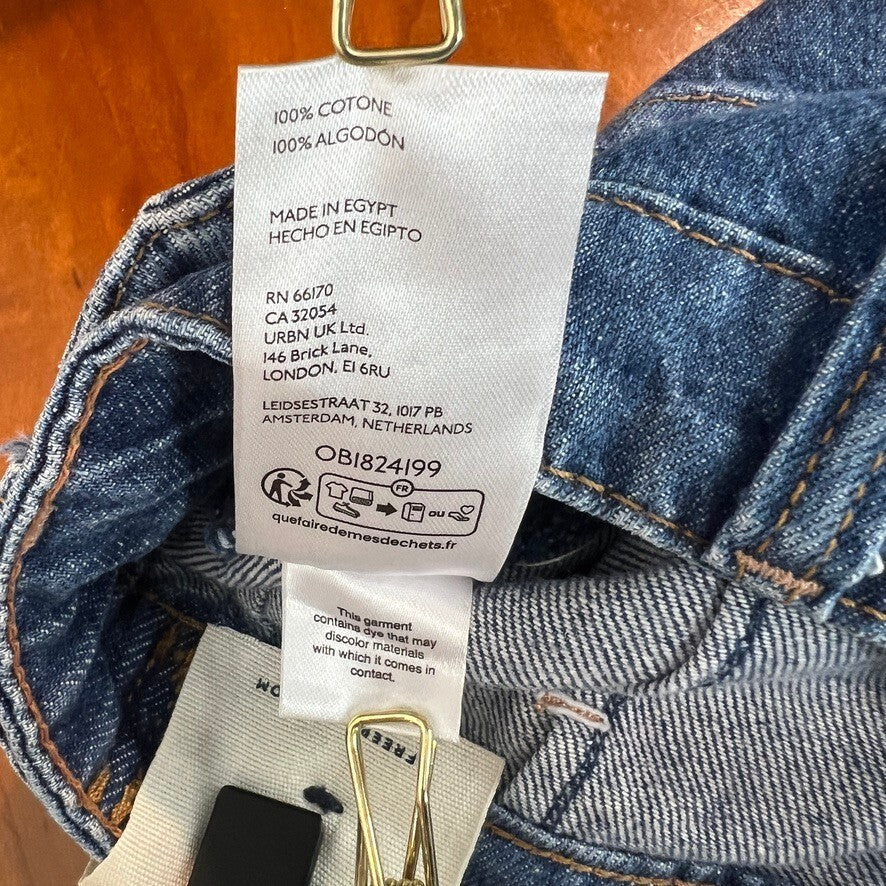 Free People We The Free Palmer Cuffed Wide Leg Jeans 28 NWT Cotton Blue