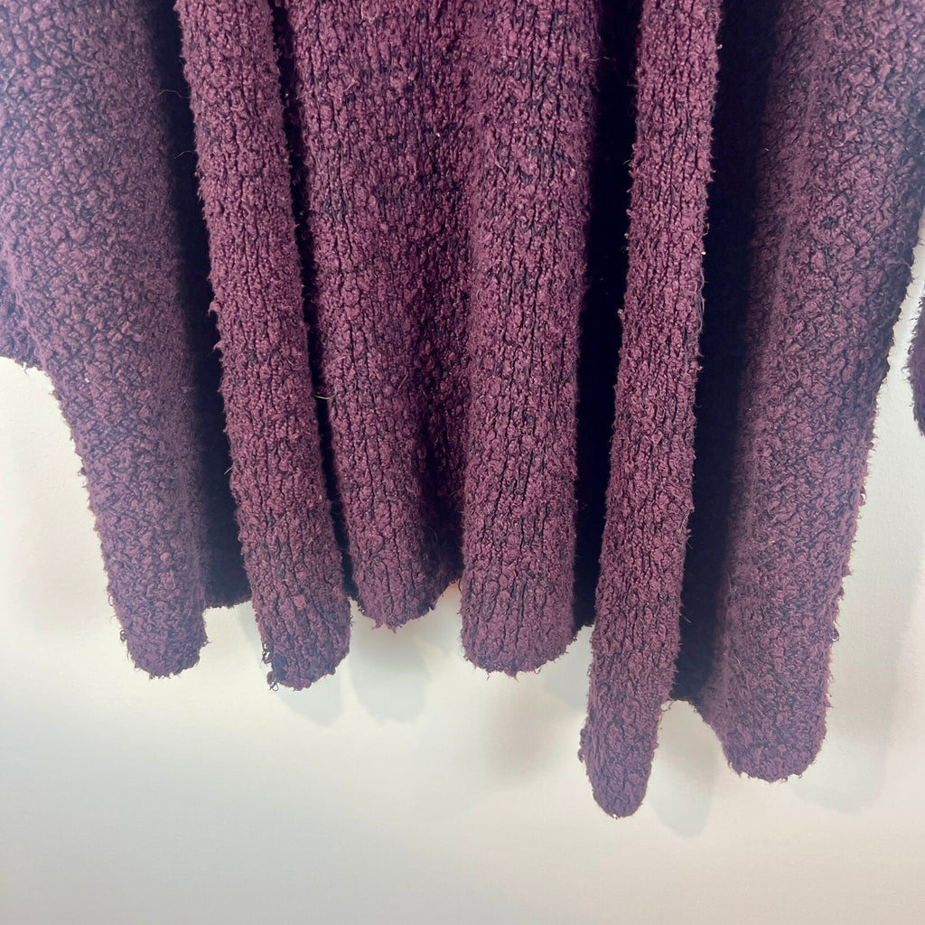 Free People Chunky Knit Long Open Cardigan Sweater Plum Women's Medium Boho