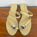 Madewell Leather Silver Toe Ring Slide Sandals Beige/Butter Yellow Women's 8.5