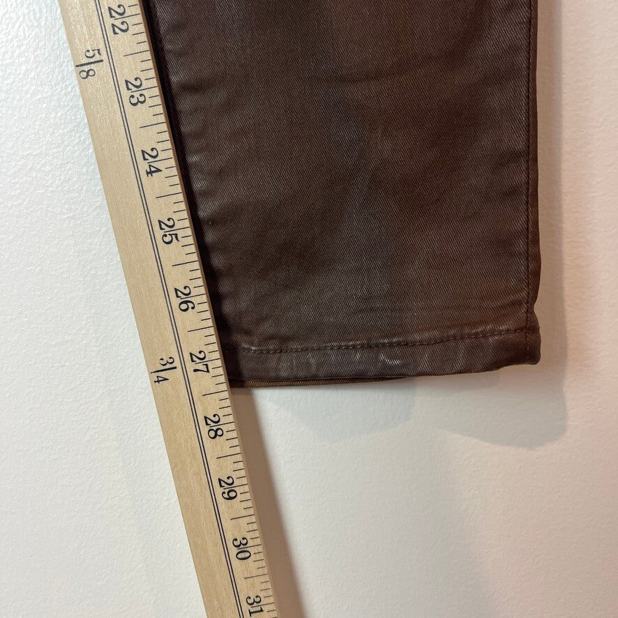 Lauren Ralph Lauren Brown Coated Skinny Ankle Jeans Women's Size 10