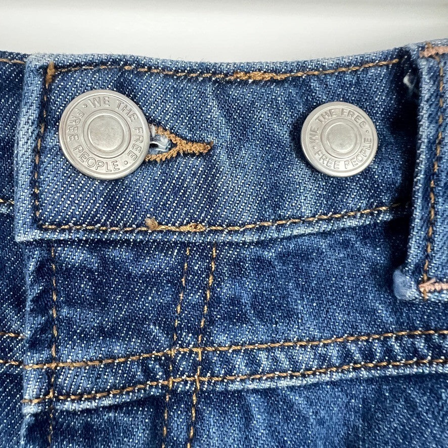 Free People We The Free Palmer Cuffed Wide Leg Jeans 28 NWT Cotton Blue