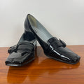 Vintage BCBG Paris Black Patent Leather Loafer Pumps Buckle Heels Size 8