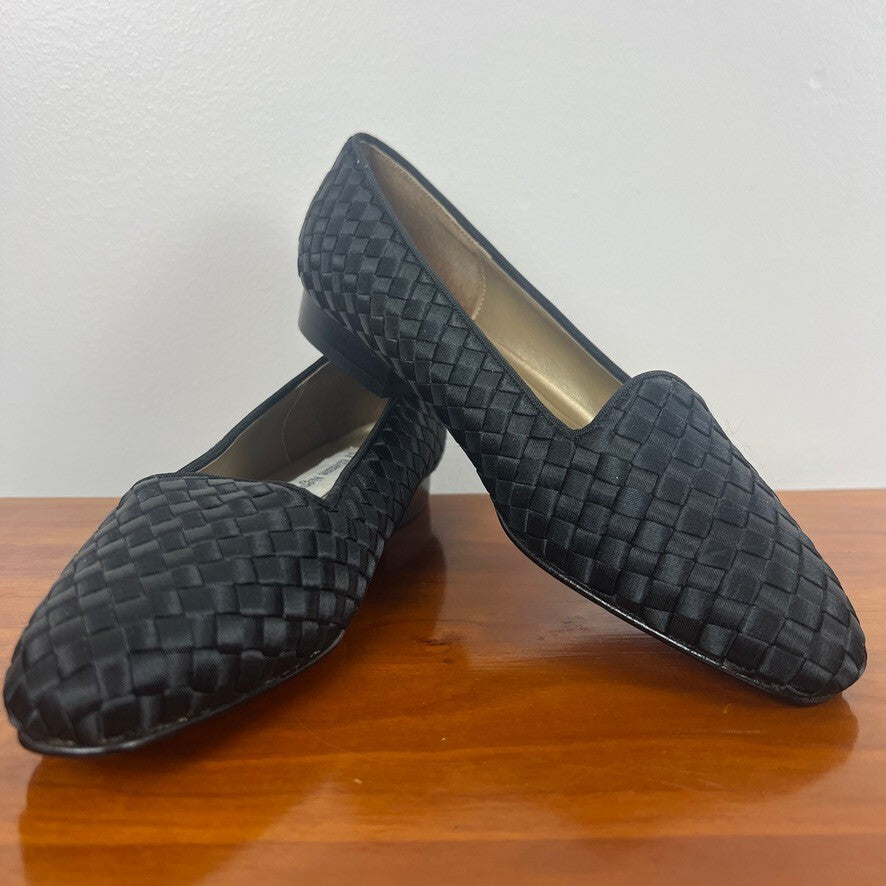 Etienne Aigner Rebecca Woven Black Leather Sole Loafers Women's Size 6M NWOT