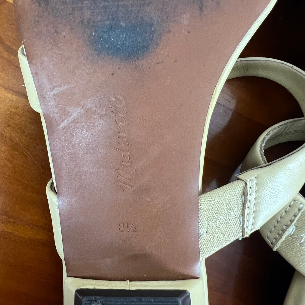 Madewell Leather Silver Toe Ring Slide Sandals Beige/Butter Yellow Women's 8.5