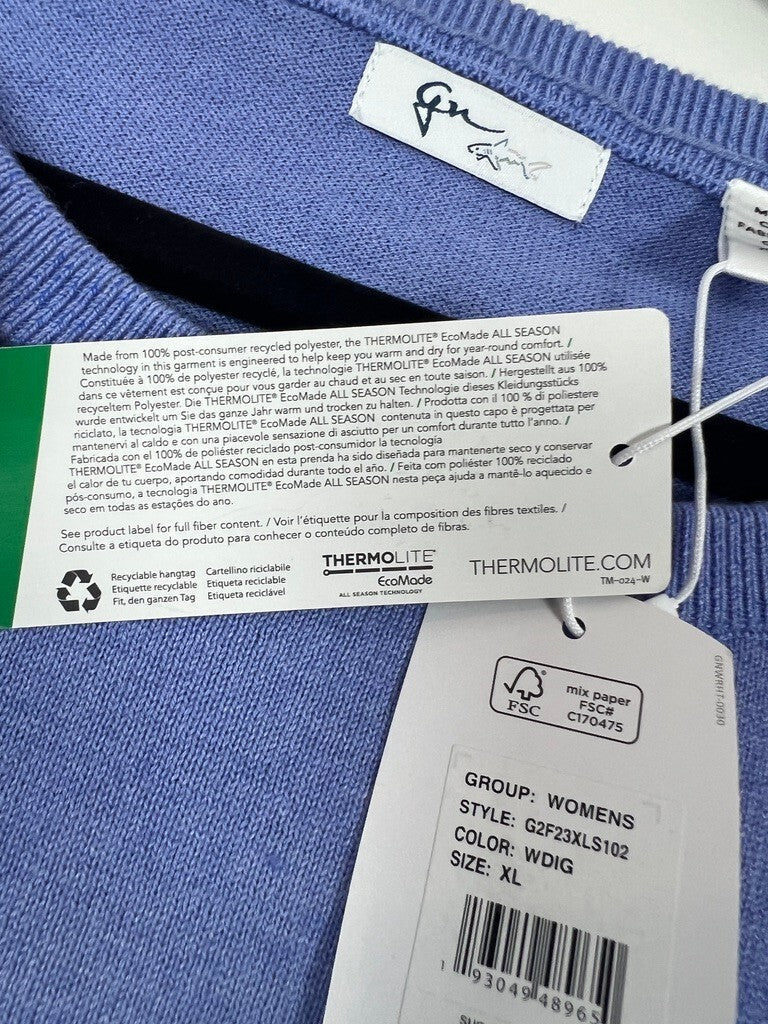 Greg Norman Women XL Blue White Ombre Thermolite EcoMade Sweater NWT