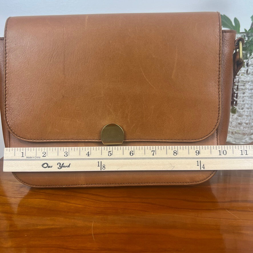 Madewell Vintage Brown Leather Crossbody Bag Brass Clasp Shoulder Purse