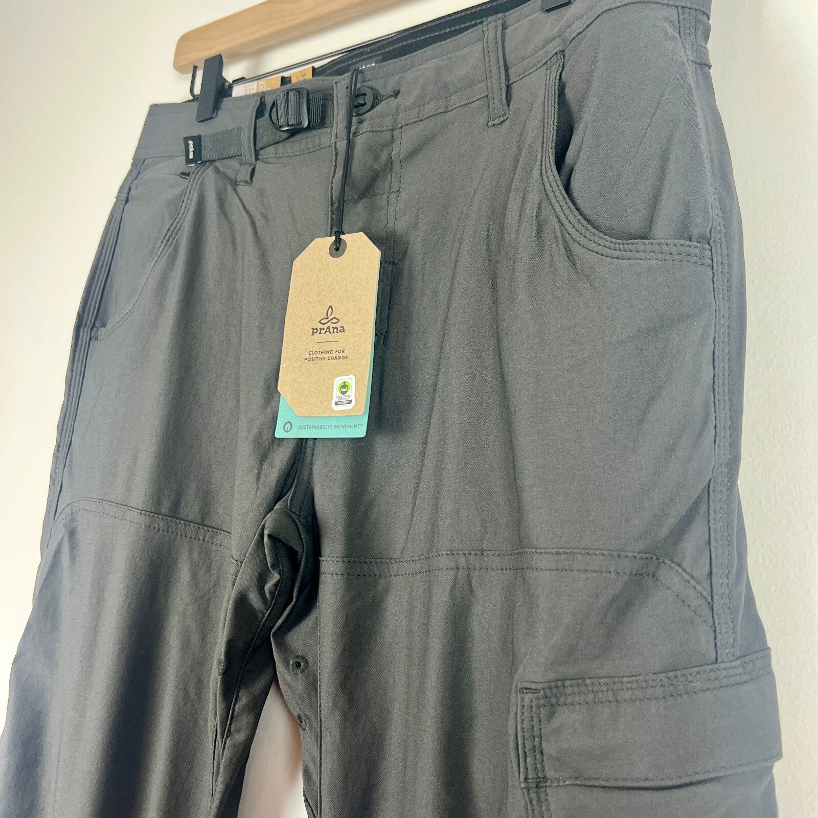 NWT prAna Stretch Zion Pant II Relaxed Men's 31x32 Dark Iron Hiking Cargo