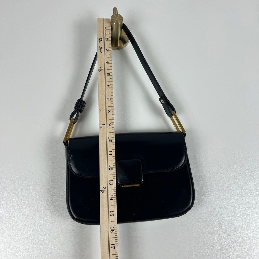 Madison West Black Faux Leather Shoulder Bag Gold Hardware NWOT Chic Purse