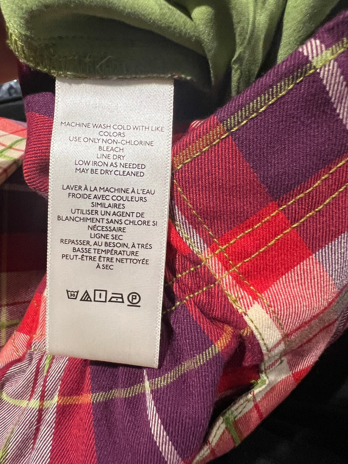Free People Red Plaid Wide Leg Crop Pants Elastic Waist Women's Large NWOT