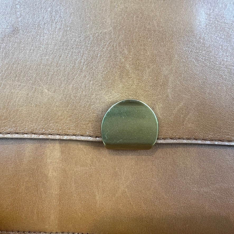 Madewell Vintage Brown Leather Crossbody Bag Brass Clasp Shoulder Purse