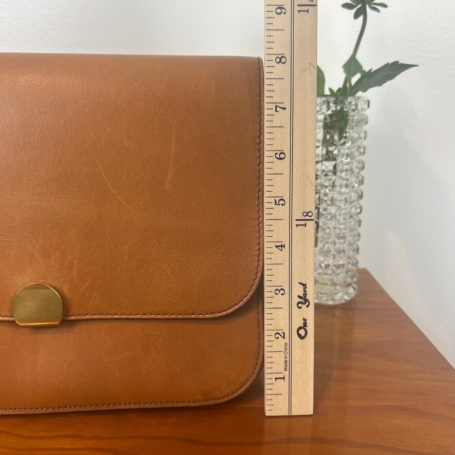 Madewell Vintage Brown Leather Crossbody Bag Brass Clasp Shoulder Purse