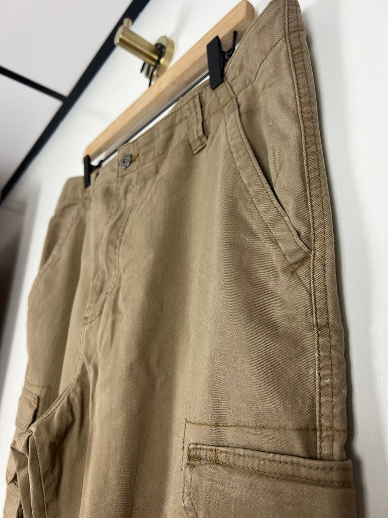 Wrangler Regular Taper Cargo Pants Khaki 36x32 Cotton Stretch Utility Men's