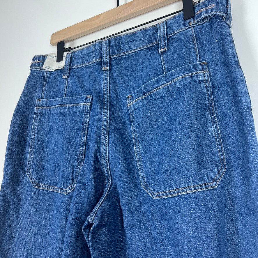 Free People We The Free Palmer Cuffed Wide Leg Jeans 28 NWT Cotton Blue
