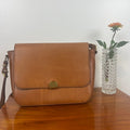 Madewell Vintage Brown Leather Crossbody Bag Brass Clasp Shoulder Purse