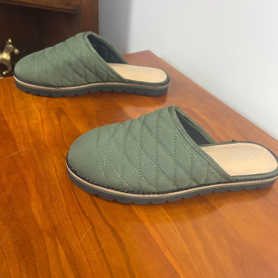 RSVP Olive Green Quilted Mule Clogs Slip-On Shoes Women's Size 5.5 NWOT