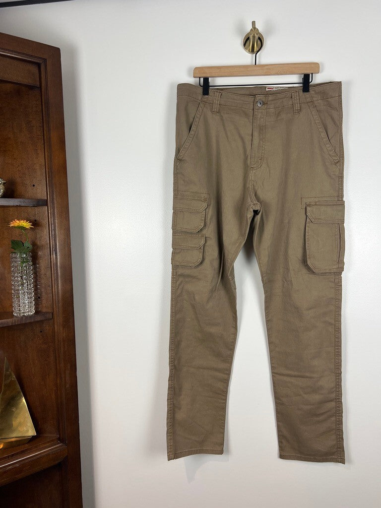 Wrangler Regular Taper Cargo Pants Khaki 36x32 Cotton Stretch Utility Men's
