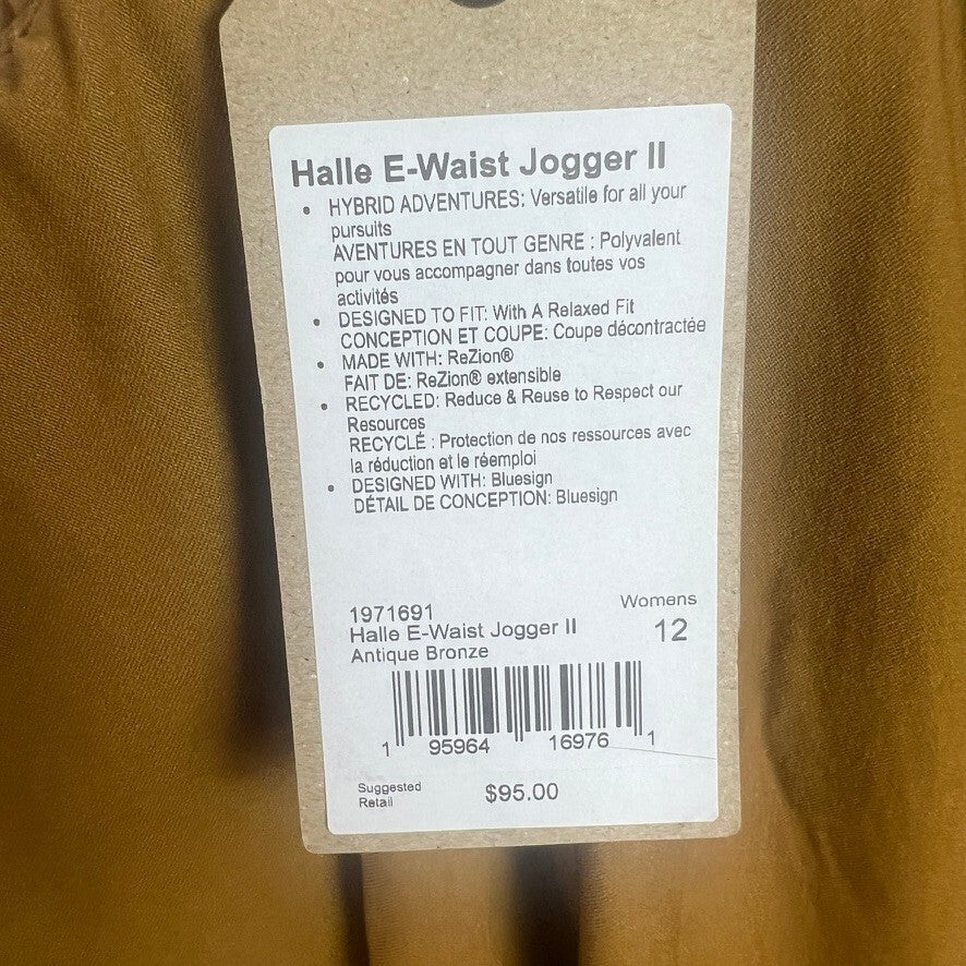 NWT prAna Halle E-Waist Jogger II Women's 12 Antique Bronze Hiking Pants