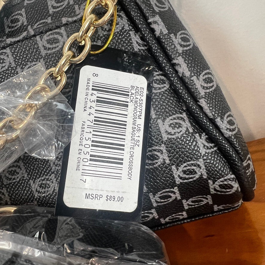 xBebe Black Monogram Crossbody Bag Gold Chain Strap NWT Logo Chic Style