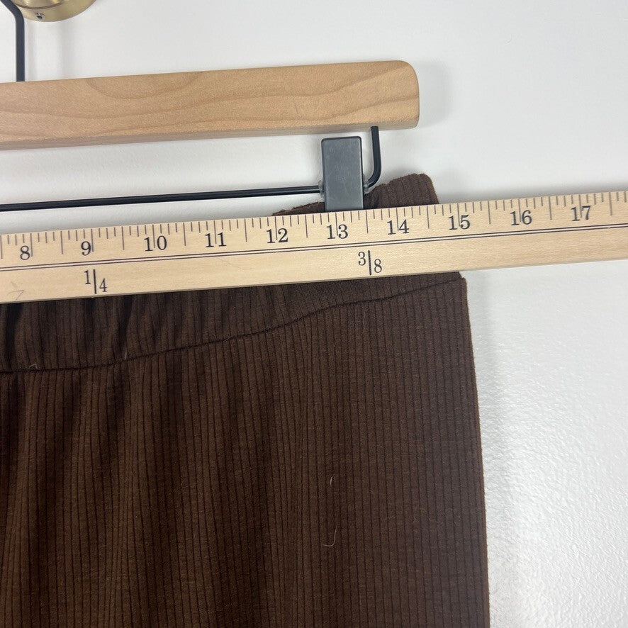 Dressed in Lala Brown Ribbed Lounge Set Wide Leg Pants Oversized Top Large