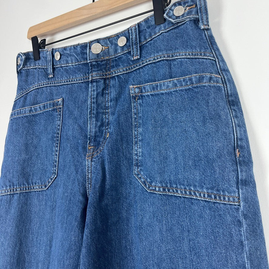 Free People We The Free Palmer Cuffed Wide Leg Jeans 28 NWT Cotton Blue
