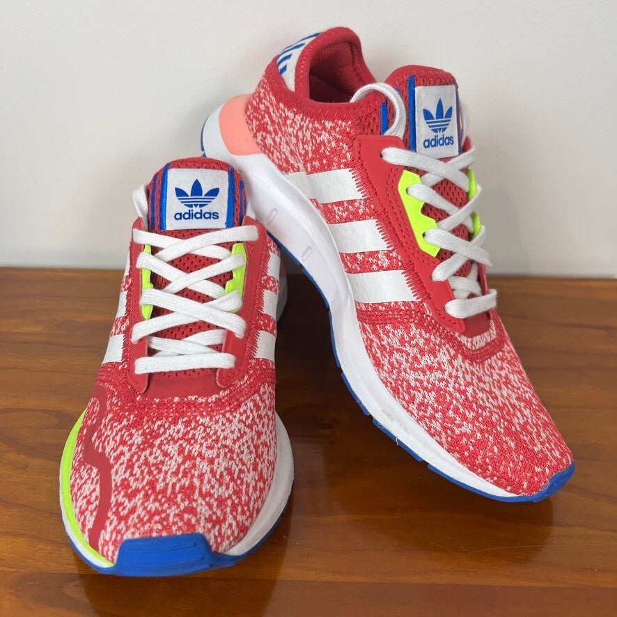 Adidas Originals Swift Run Red White Blue Neon Knit Sneakers Women’s 7.5