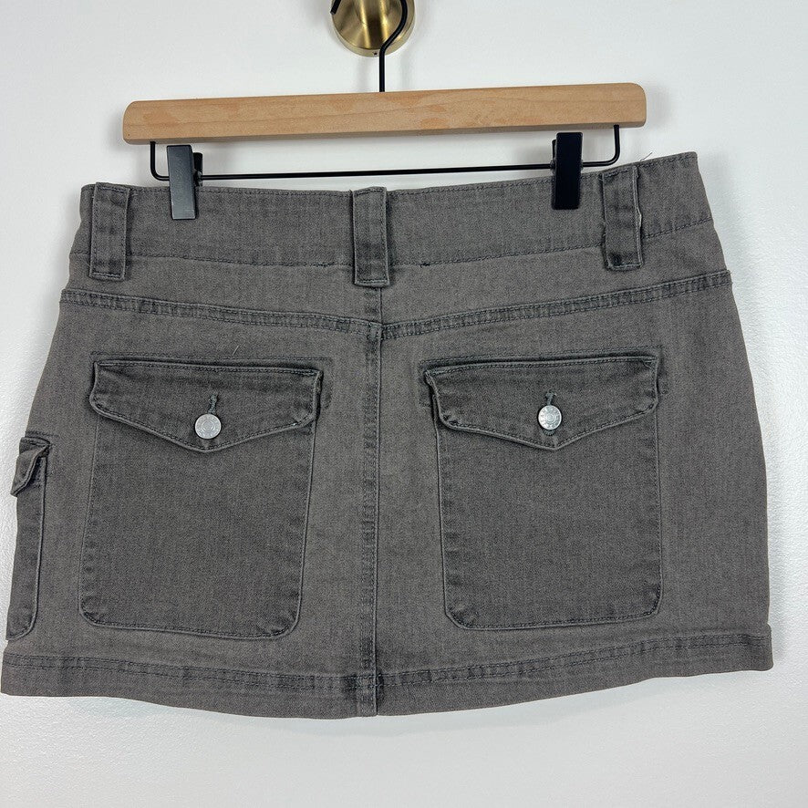 Stretchy Gray Cargo Mini Skirt NWT Utility Pockets Y2K Streetwear Size L