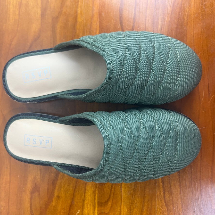 RSVP Olive Green Quilted Mule Clogs Slip-On Shoes Women's Size 5.5 NWOT