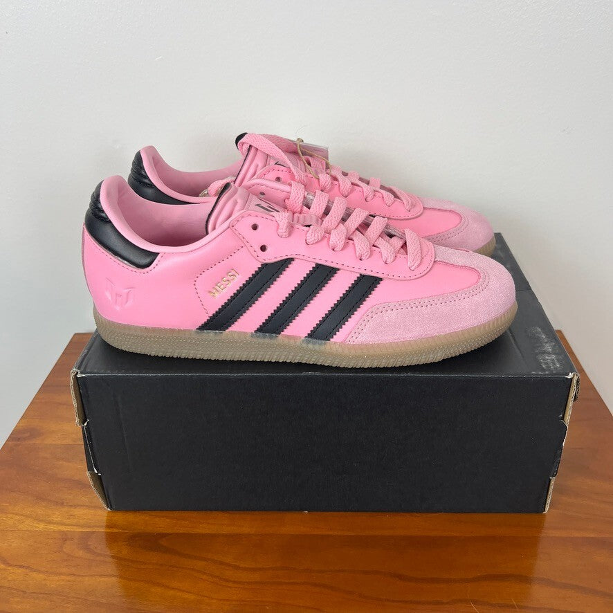 Adidas Samba Messi J Pink Black Gum Sneakers JR0424 Women's 5 NWT New