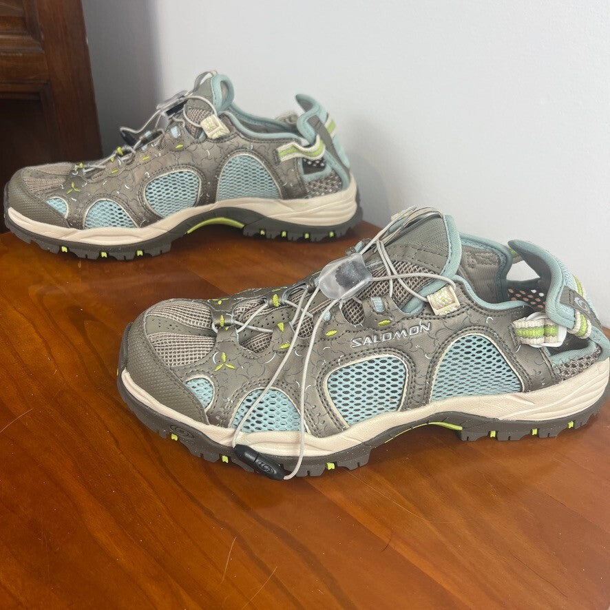 Salomon Tech Amphibian Water Hiking Shoes Gray Blue Women's 7.5 EU39.5