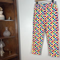 Minga London Checkerboard Graphic Straight Leg Jeans Women's US 6 Colorful