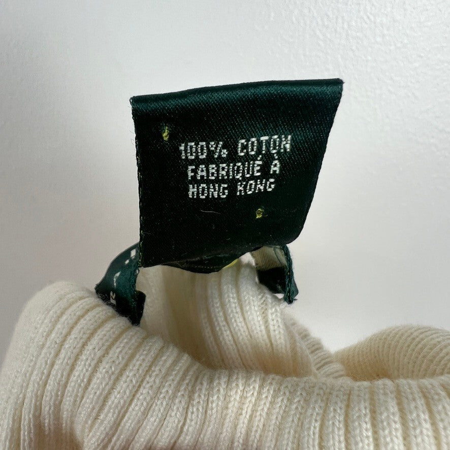 Lauren Ralph Lauren Ribbed Cotton Turtleneck Sweater Ivory Medium Classic