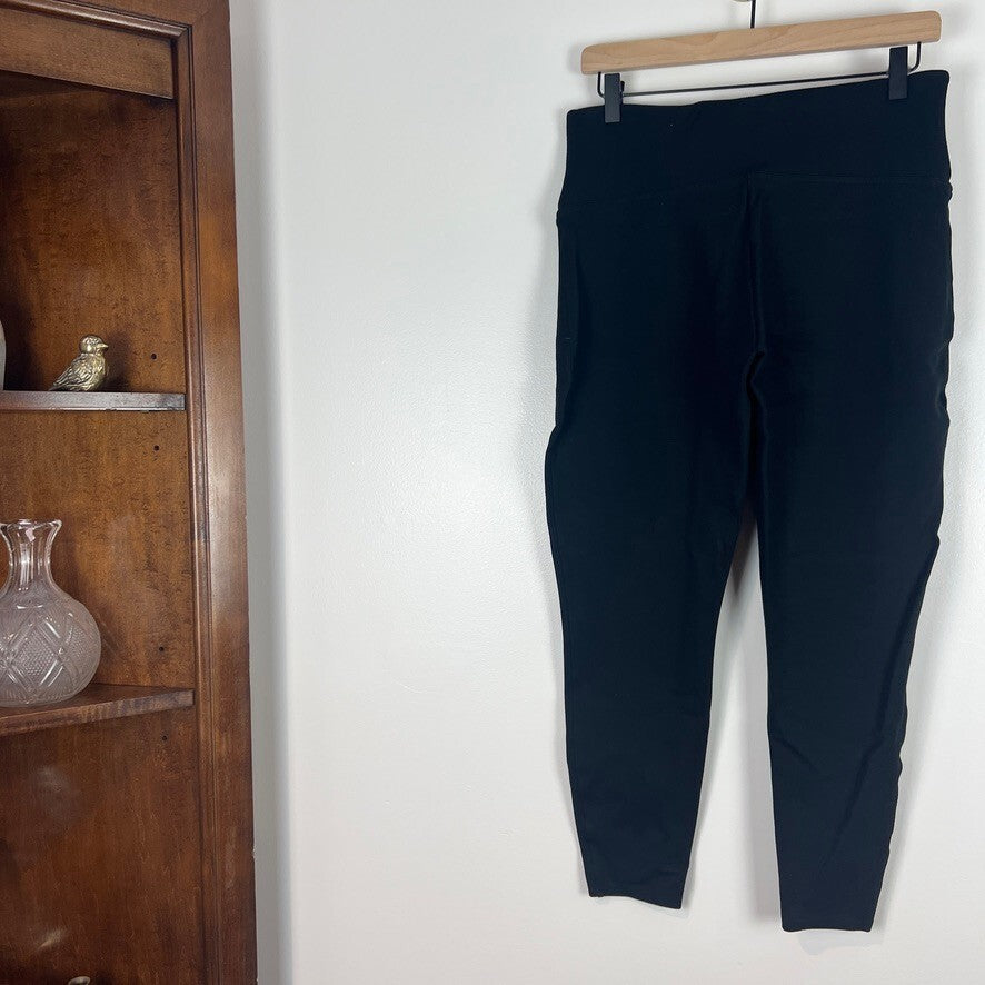SPANX Black High Rise Cropped Leggings Women's Large Shaping Pull-On Pants