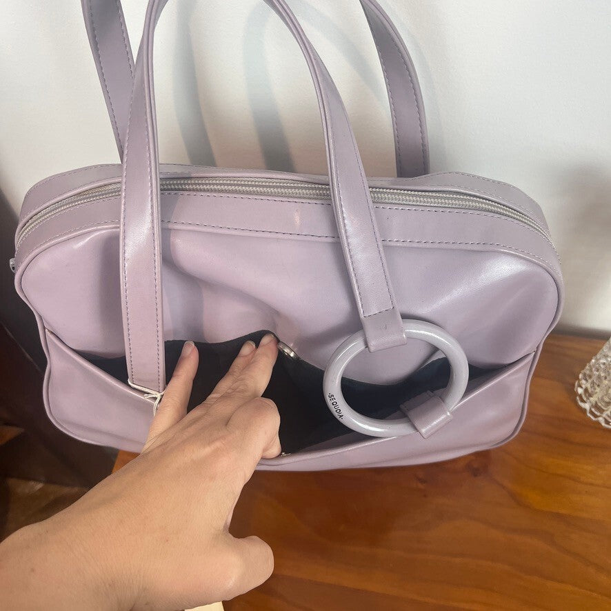 Sequoia Paris Lavender Leather Hand Bag NWT Vintage Ring Detail Chic
