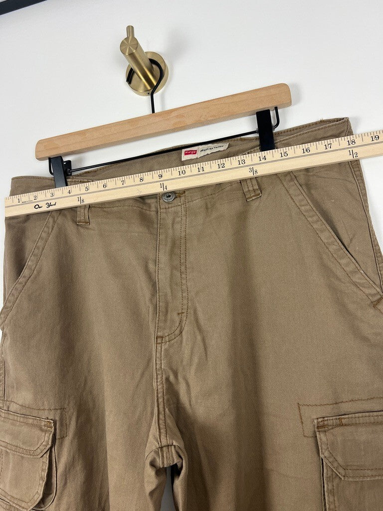 Wrangler Regular Taper Cargo Pants Khaki 36x32 Cotton Stretch Utility Men's