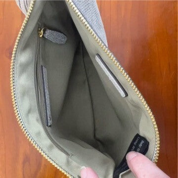 G.I.L.I. Gray Snakeskin Embossed Leather Tassel Zip Clutch Made in Italy