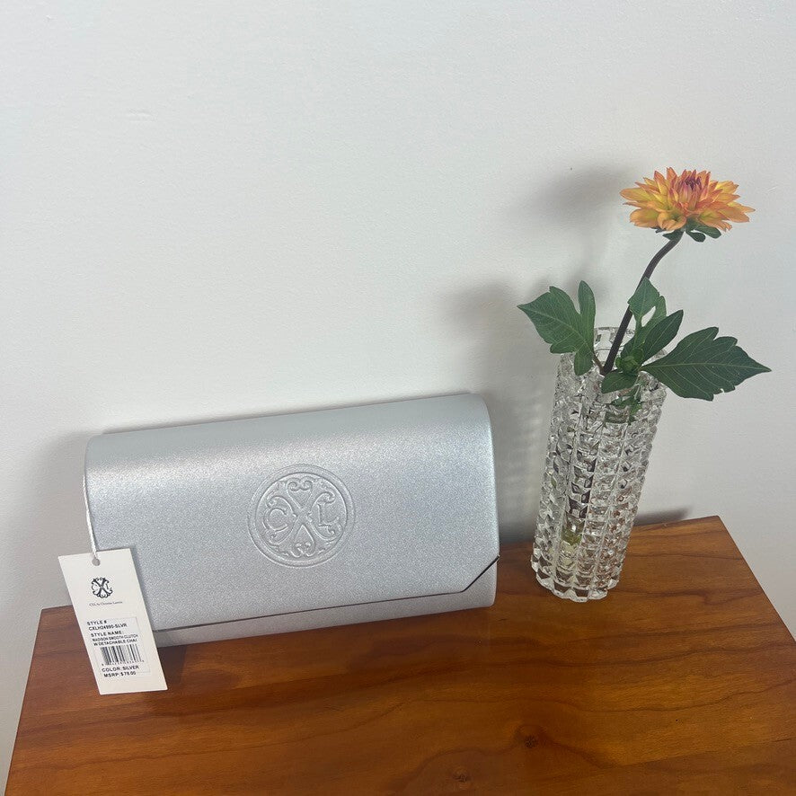 CXL Christian Lacroix Silver Madison Clutch Chain Evening Bag NWT