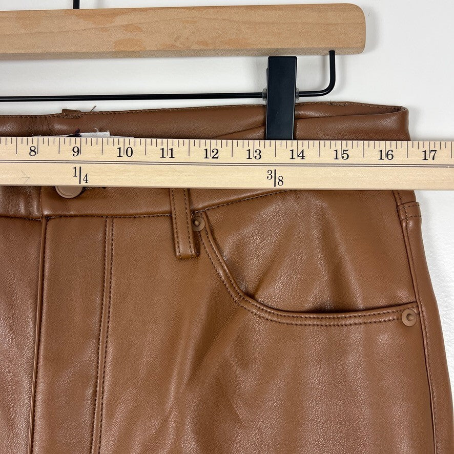 Good American Faux Leather Straight Leg Pants Burnt Caramel 14/32 Women's