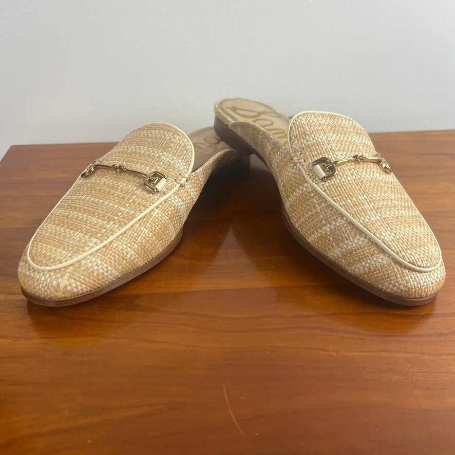 Sam Edelman Linnie Raffia Bit Mule Loafers Natural Women's 6.5 NWOT
