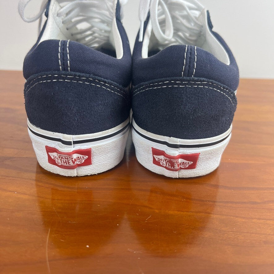 Vans Old Skool Navy White Suede Canvas Sneakers Unisex Size 6.5 Men 8 Women