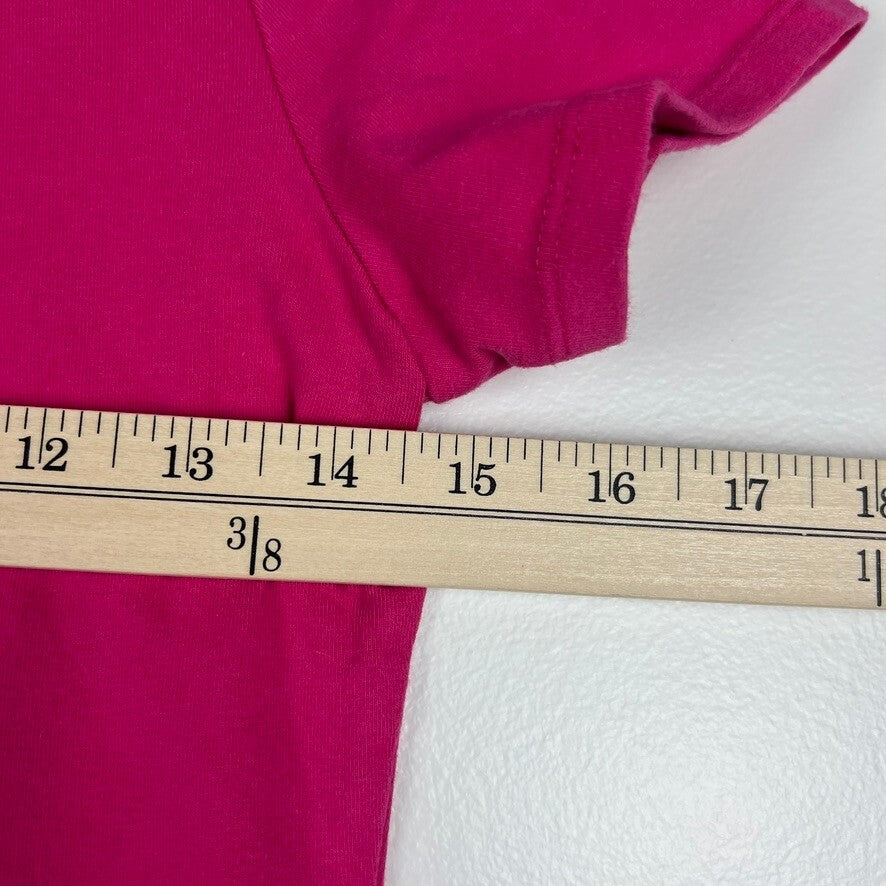 Good American Hot Pink Crew Neck Fitted Stretch Tee Shirt Women's Small