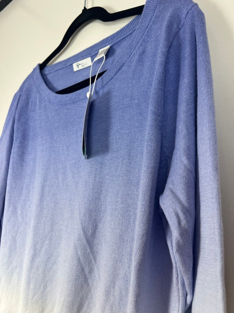 Greg Norman Women XL Blue White Ombre Thermolite EcoMade Sweater NWT